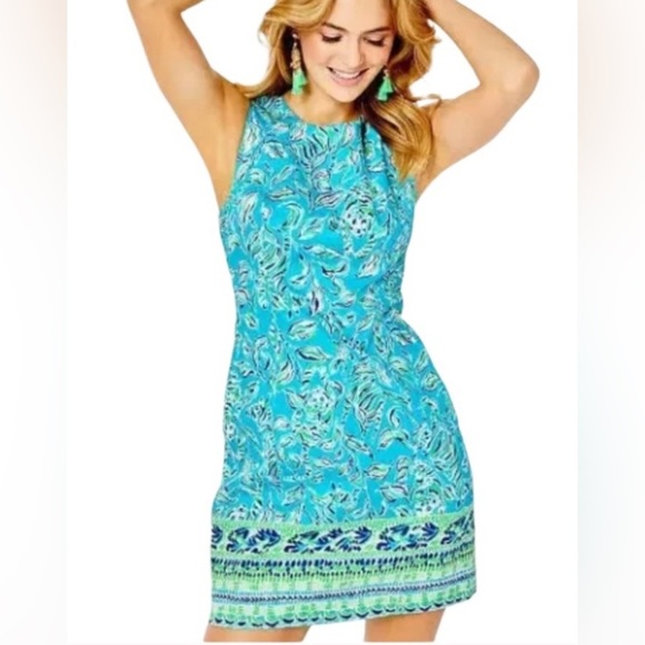 LN Lilly Pulitzer Mila Turquoise Oasis Outta Zebra Print Shift Dress - SZ 2 - Picture 1 of 12